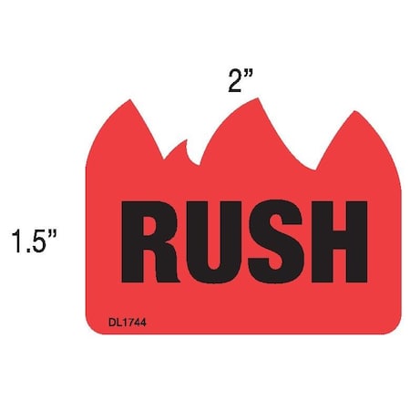 Label, DL1744, RUSH, 1-1/2 X 2